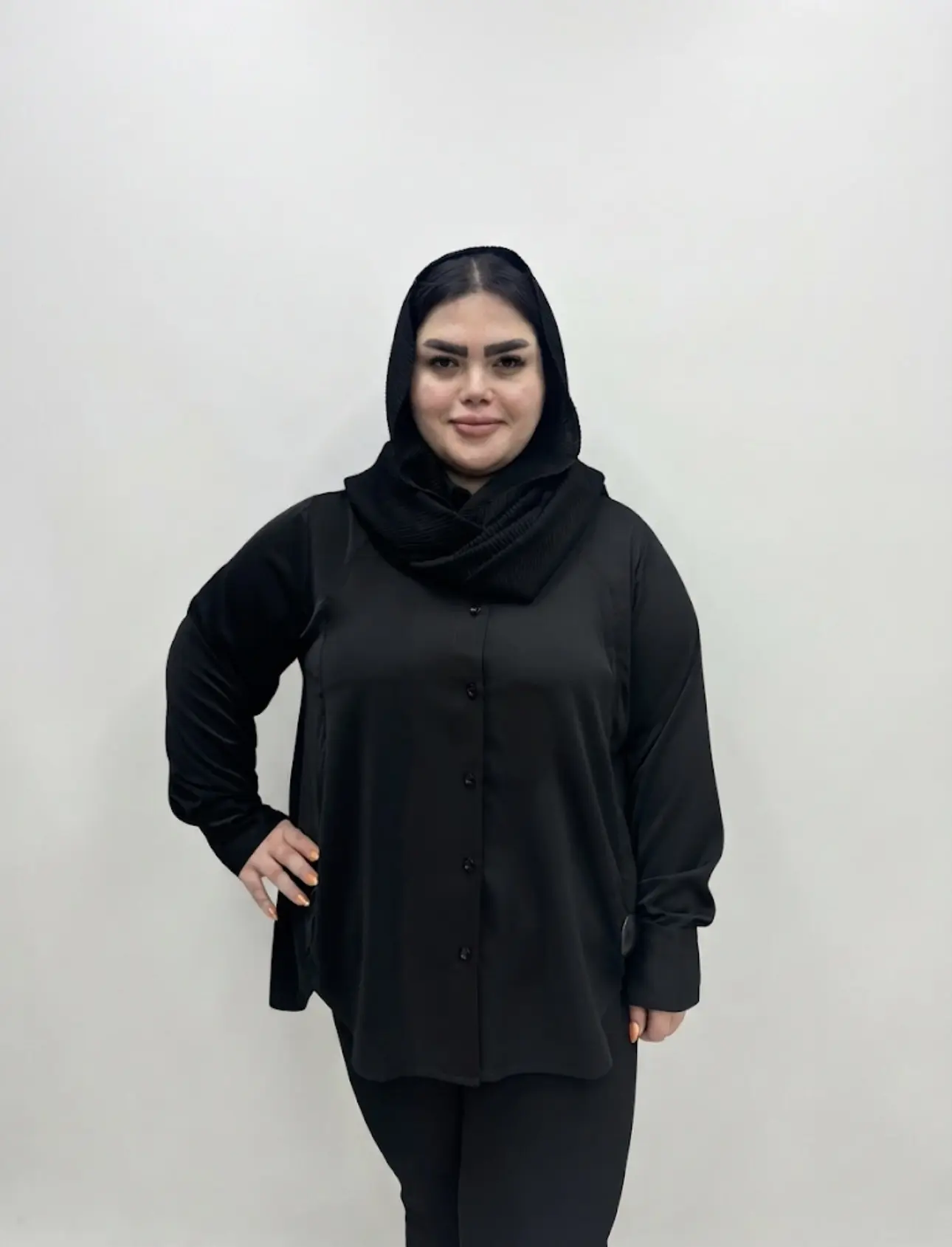 شومیز سایز بزرگ زنانه ژاکلین دکمه دار
